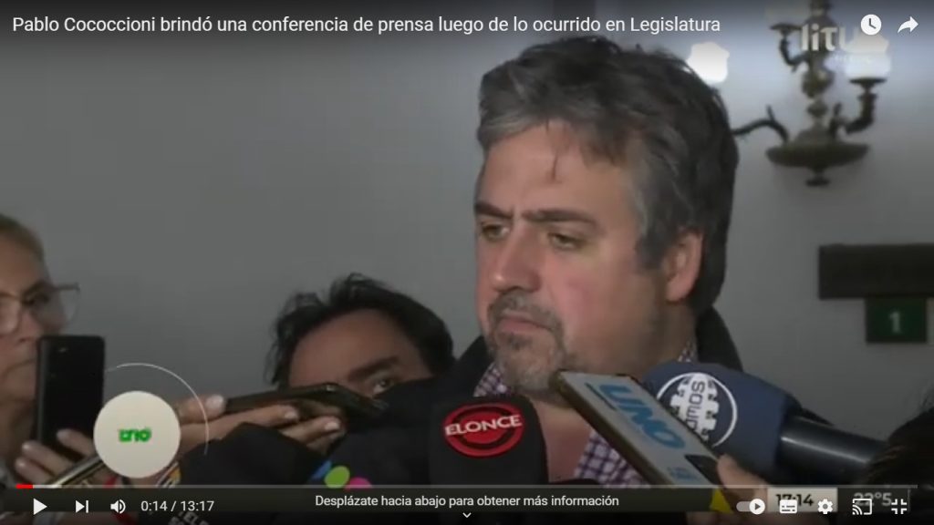 Conferencia de prensa del ministro Cococcioni tras las amenazas al gobernador Maximiliano Pullaro