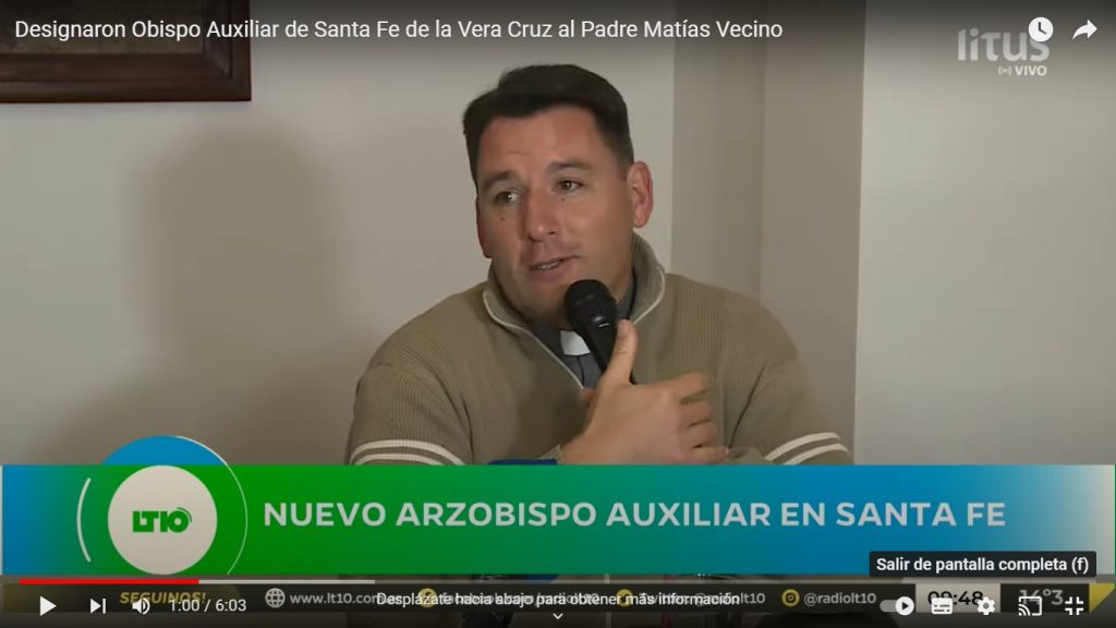Matías Vecino, nuevo Obispo Auxiliar de Santa Fe. Entrevista Exclusiva.