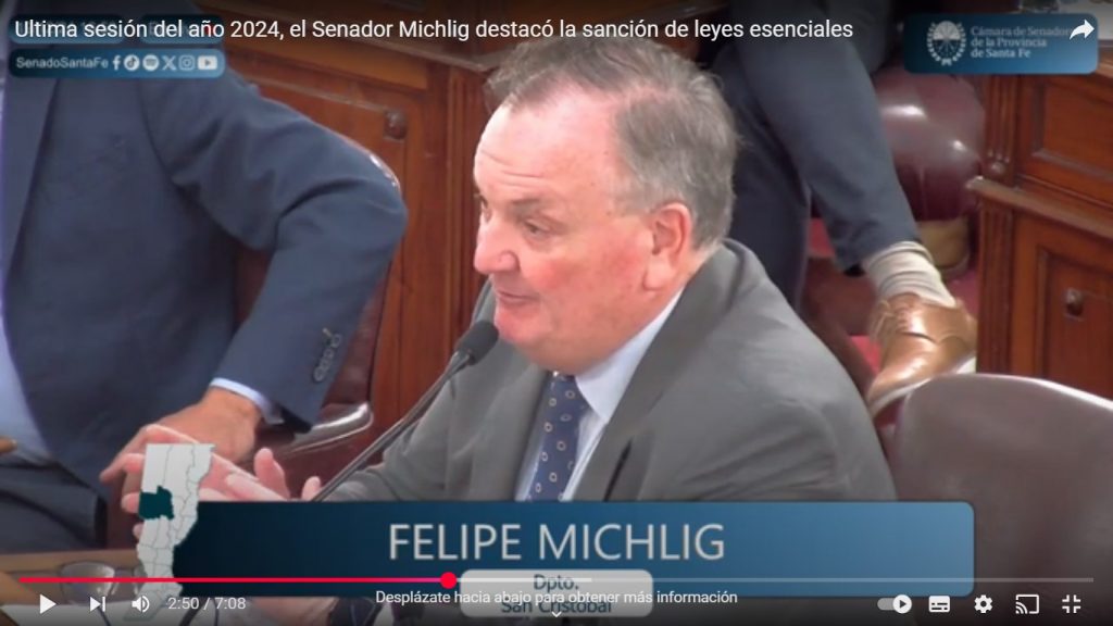 Ultima sesión del año 2024, el Senador Felipe Michlig destacó la sanción de leyes esenciales