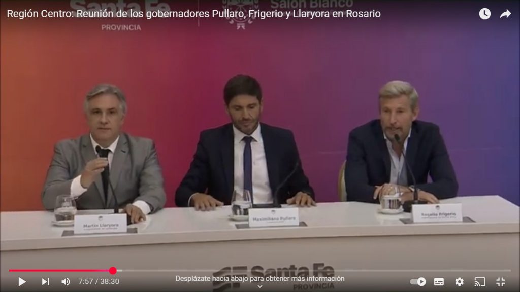 2025 : Región Centro: Reunión de los gobernadores Pullaro, Frigerio y Llaryora en Rosario