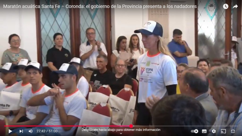 2025 ; Maratón acuática Santa Fe – Coronda: el gobierno de la Provincia presenta a los nadadores.