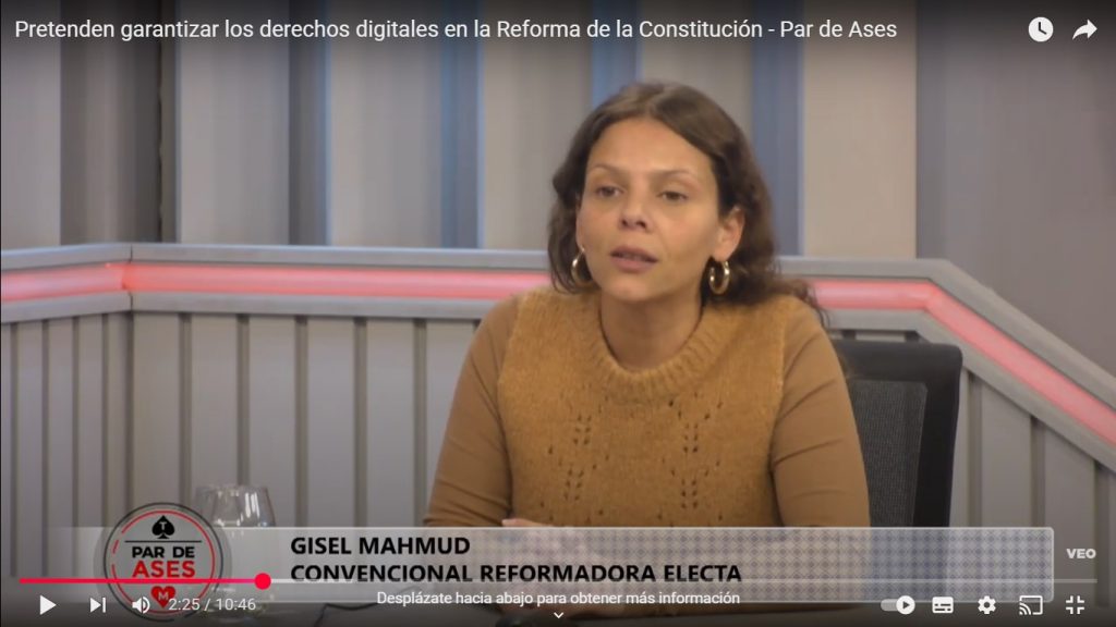 Gisel Mahmud , Convencional reformadora electa. Pretenden garantizar los derechos digitales en la Reforma de la Constitución.